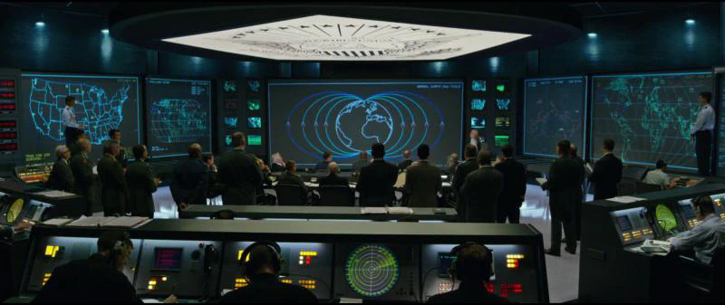 X-Men: Apocalypse / screens and consoles on the Pentagon set.